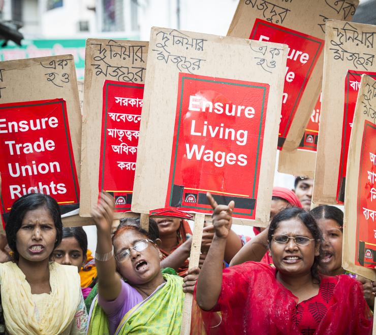 Women from the Rights Café in Bangladesh demanding labour rights