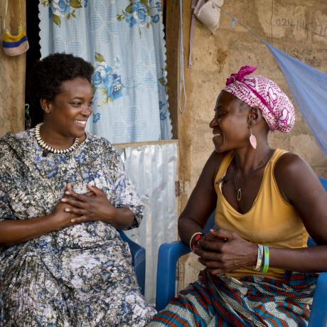 Actress Wunmi Mosaku meets Dakpaama, a survivor of violence