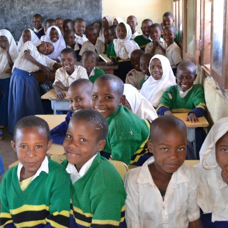 Photo of a group of schoolchildren in their classroom