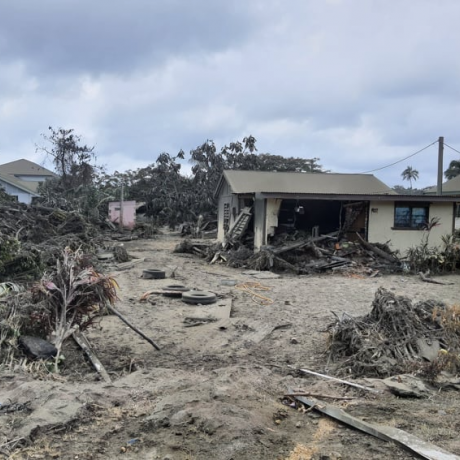 Destruction in Tonga caused by 15th January tsunami