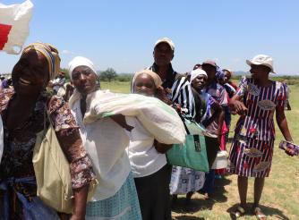 Phiona Sharara, 29, at the distribution site. 