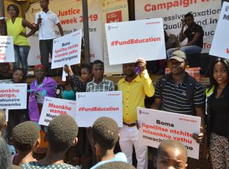 People protesting for education funding