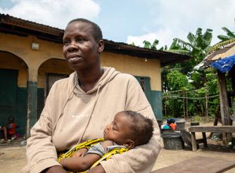 Alice, a 59-year-old grandmother from Iwirikan shows the physical impacts of Shell's destructive activities 